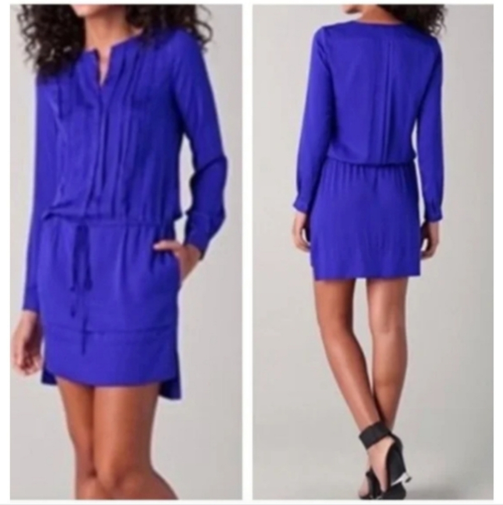 Diane Von Furstenberg royal blue long sleeve silk lycra midi dress 8 FRANCESCA - Picture 15 of 16